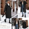 Women's Long Quilted Jacket Coat Winter Thicken Warm Puffer Jacket Fashion Hooded Zip Up Parka Outerwear with Pockets