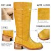 Women's Knee High Boots Chunky Block Heel Long Boots Square Toe Low Heel Boots for Women
