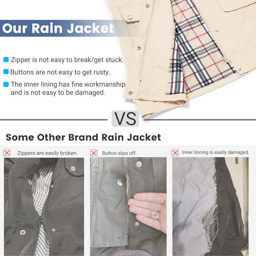 Rain Coat for Women Waterproof with Hood Lightweight Women's Rain Jacket Outdoor Trench Windbreaker Long Raincoats