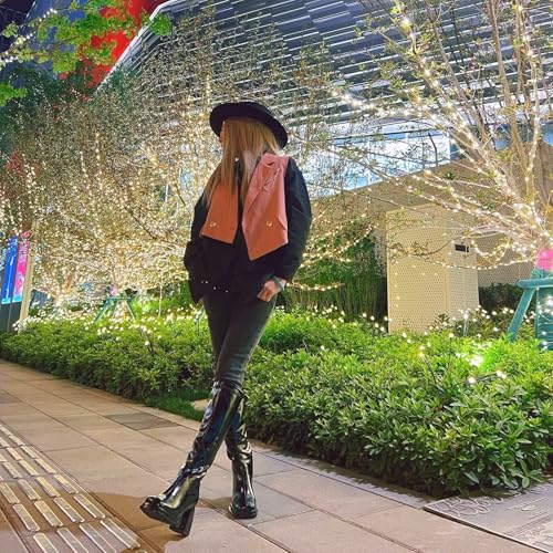 Fashion Knee High Boots Women Chunky Heel Square Toe Tall Boots for Women High Heel Black Side Zipper Long Boots